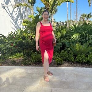 HALARA Red Midi Dress